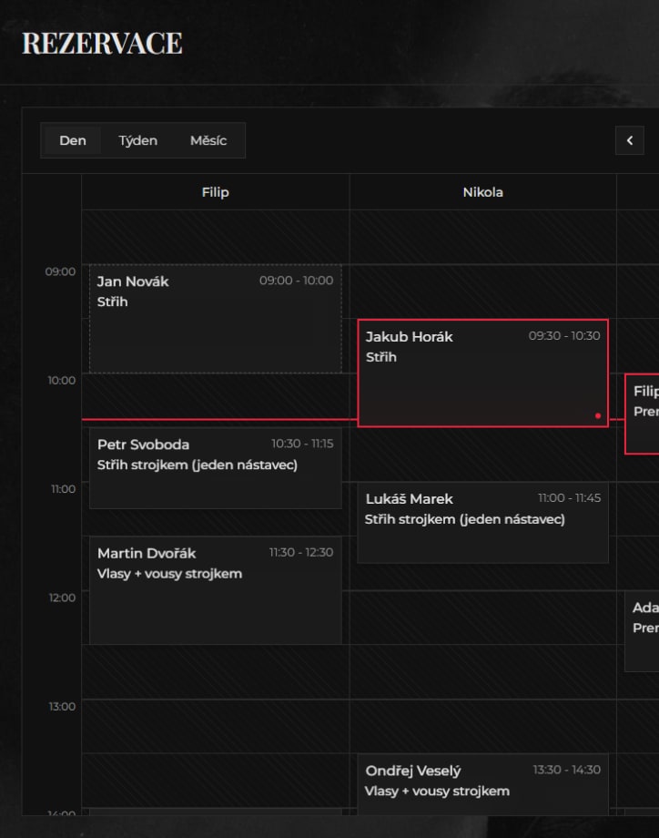 Vision Barber – rezervační systém 3