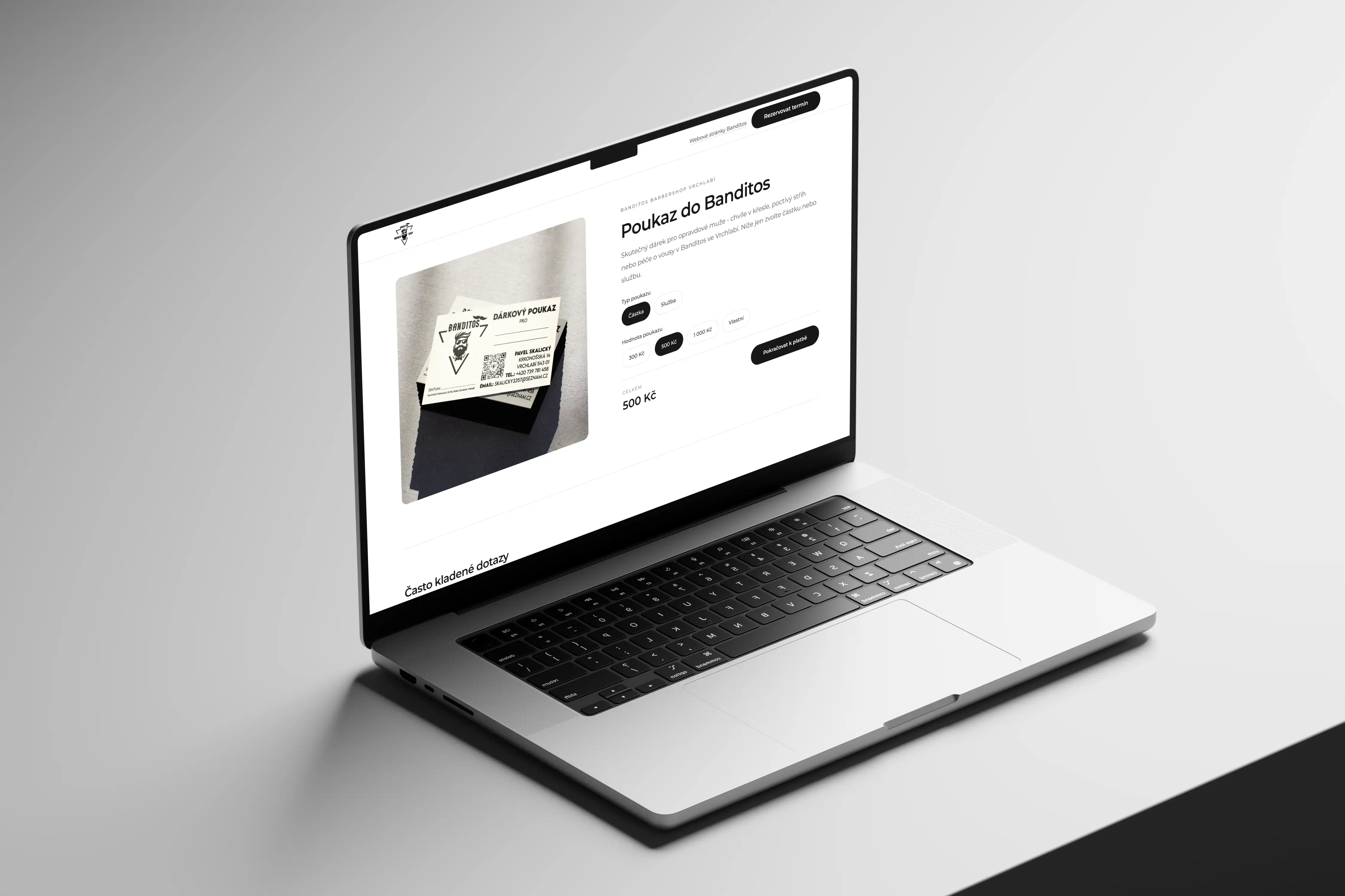 Náhled e-shopu s dárkovými poukazy Banditos Barbershop Vrchlabí