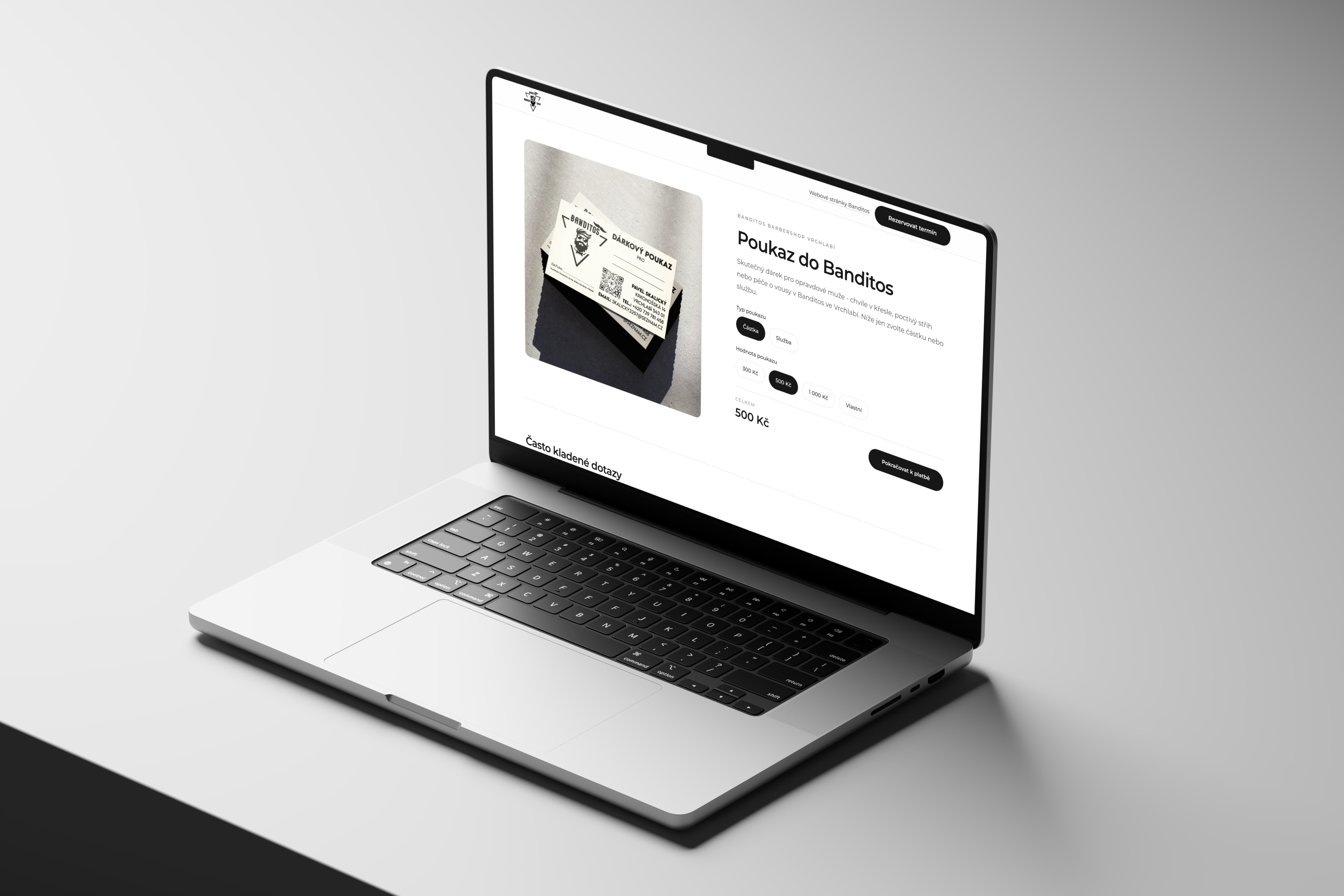 Náhled e-shopu s dárkovými poukazy Banditos Barbershop Vrchlabí