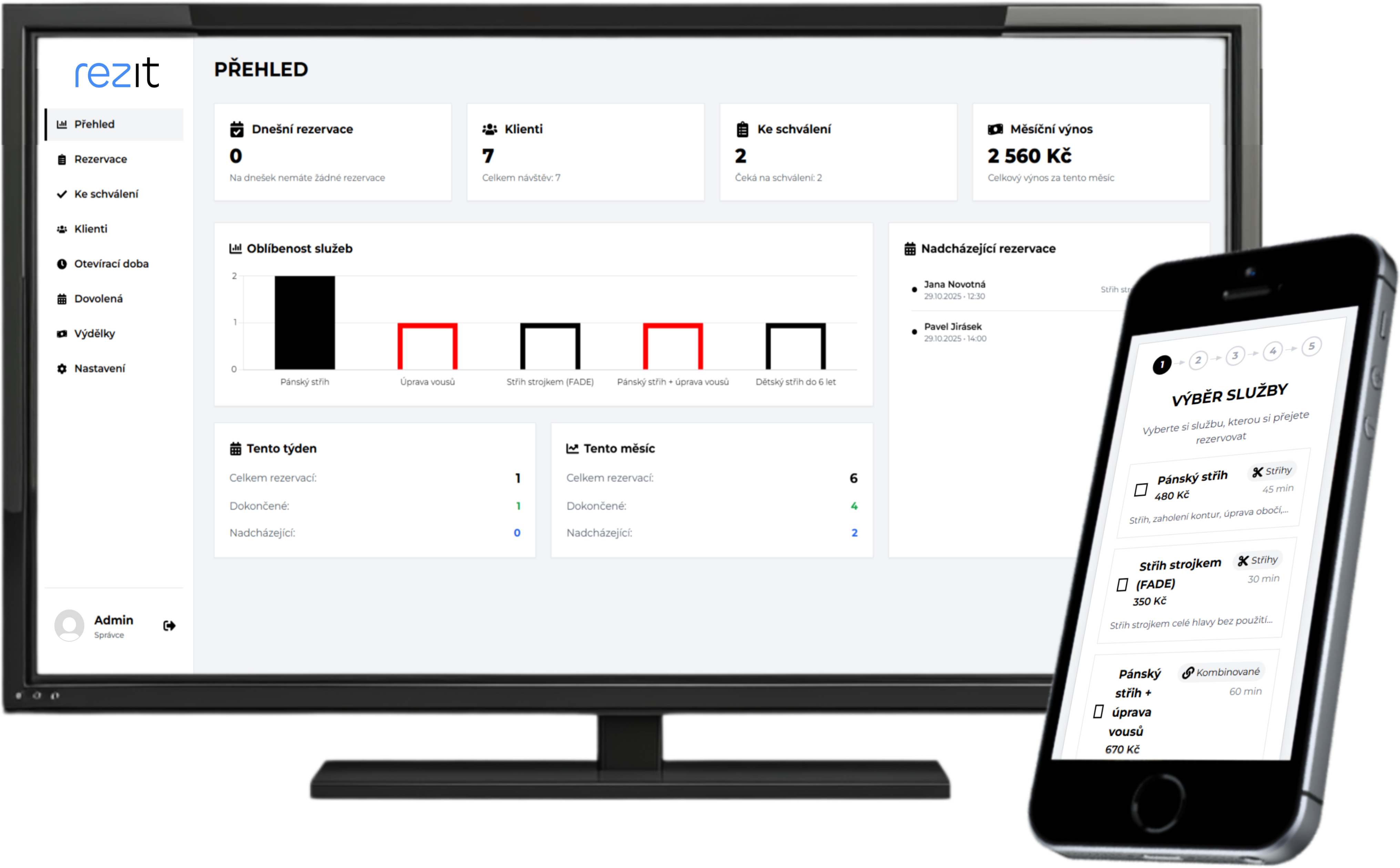 rezit - Rezervační systém pro kadeřnictví, salony a barber shopy bez měsíčních poplatků